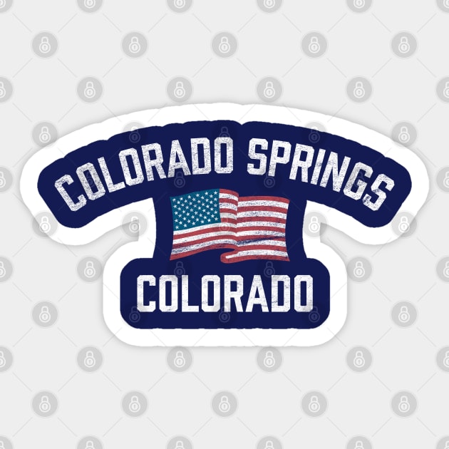 Colorado Springs Colorado Patriotic Vintage USA Flag Sticker by TGKelly